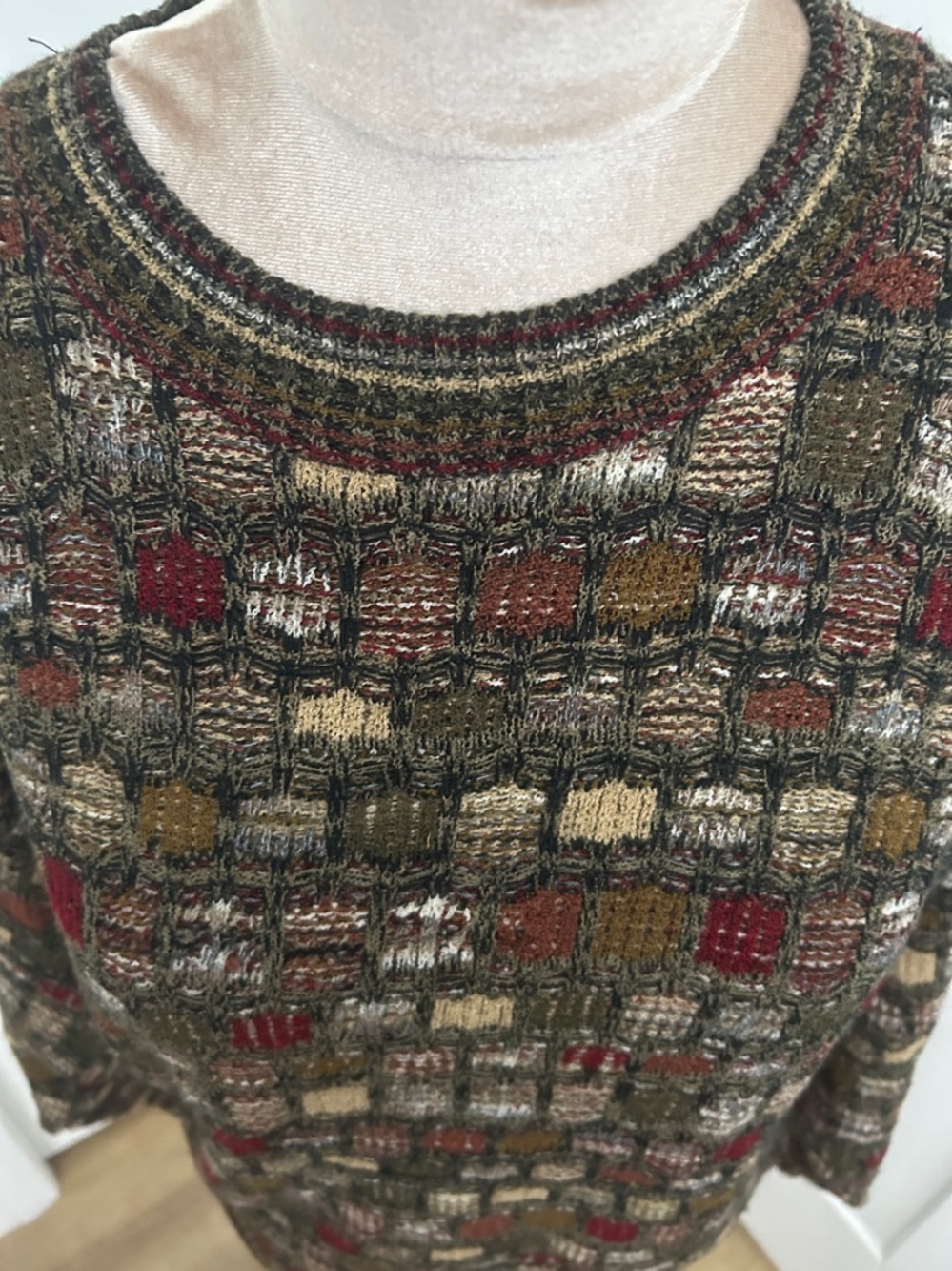 Vintage 80’s Geometric Weave Sweater by Prestige |Size Medium - Picture 6 of 14